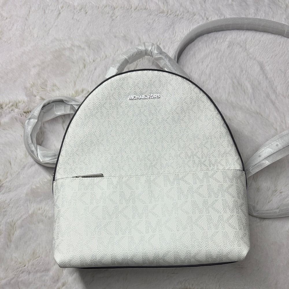 Michael Kors white and silver Backpack